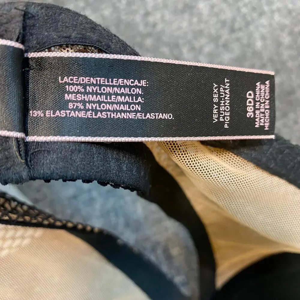 Victoria Secret Womens Size 36DD Black Lace Very Sexy Push Up Bra Underwire - Picture 6 of 7